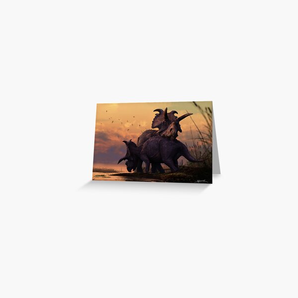 Albertaceratops Pair at Sunset Greeting Card