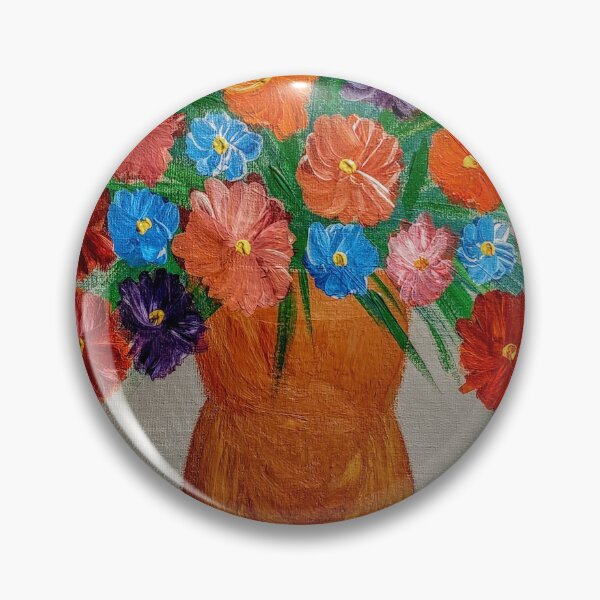 Item preview, Some abstract mixed flowers in a metallic vase  designed and sold by kkartwork.