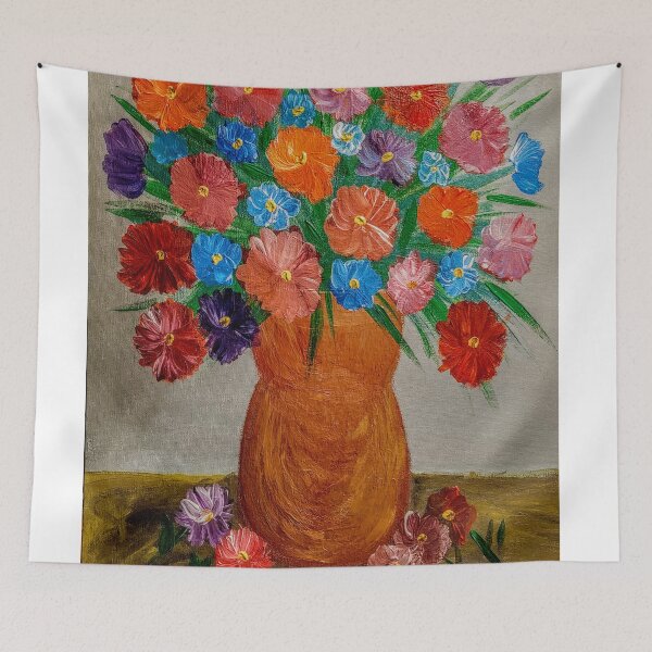 Item preview, Some abstract mixed flowers in a metallic vase  designed and sold by kkartwork.