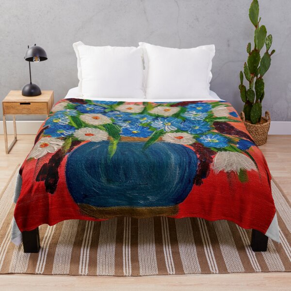 Artikelvorschau, Einige gemischte abstrakte Blumen in einer blau-goldenen Vase entworfen und verkauft von kkartwork.
