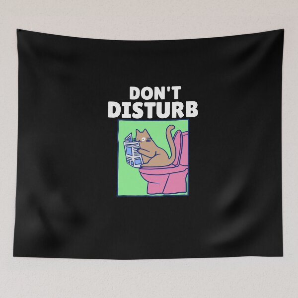 Item preview, don't disturb - Cat sitting on Toilet reading newspaper designed and sold by GLwithUs.