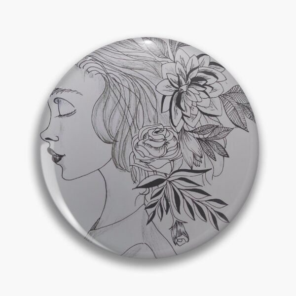 Item preview, Pencil sketch of flowers and girl designed and sold by Shinhobby.