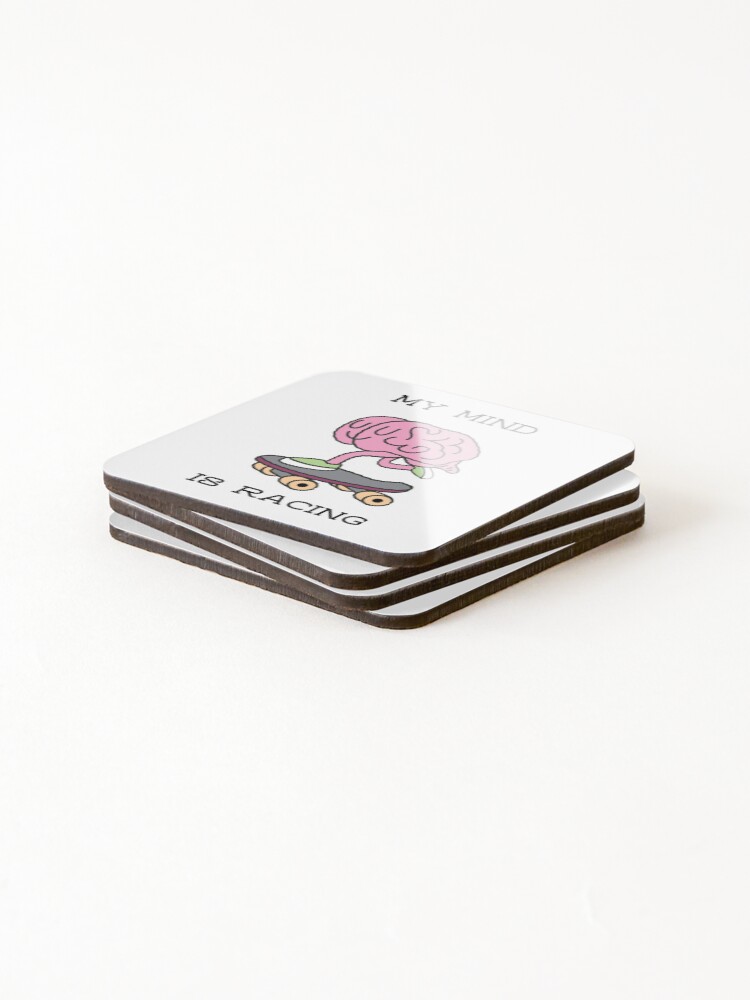 Thumbnail 4 of 5, Coasters (Set of 4), MY MIND IS RACING designed and sold by DomGDesign.