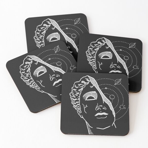 Item preview, Line Art Cracked Face in Space white designed and sold by DigitalDesignKS.