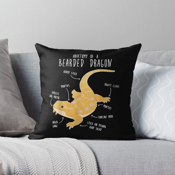 Anatomy Of A Bearded Dragon Funny Pet Reptile Lizard Lover Throw Pillow