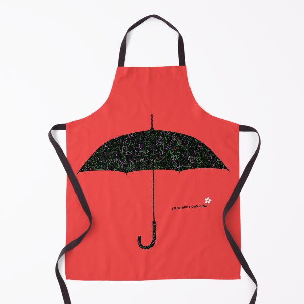 Item preview, 'STAND WITH HONG KONG: LASER UMBRELLA': The Original Black Umbrella & Neon Lasers on Washed Red designed and sold by Day Chapman.