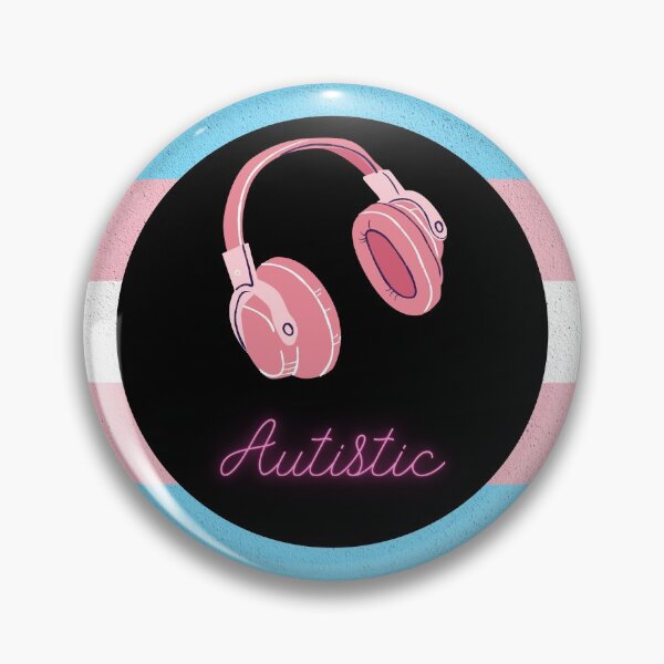 Autistic - Trans Flag Headphones (black) Pin