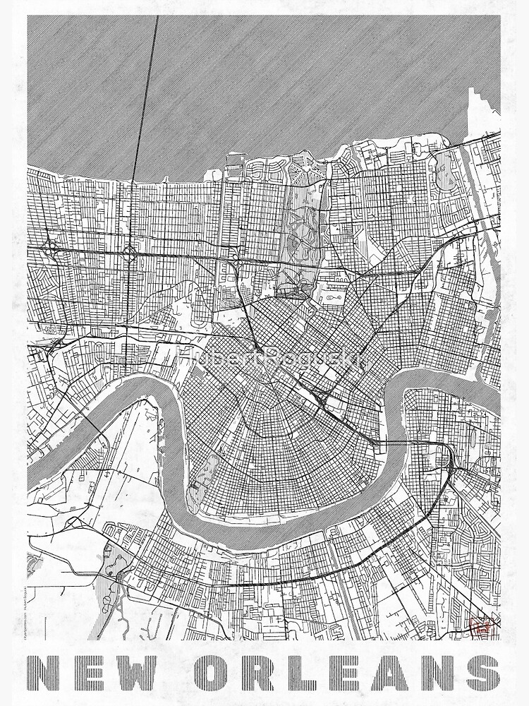 New Orleans Map Line by HubertRoguski