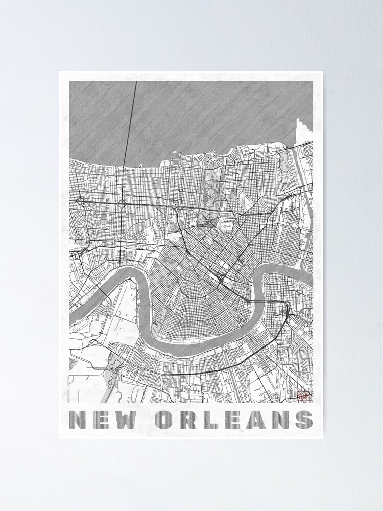 Alternate view of New Orleans Map Line Poster