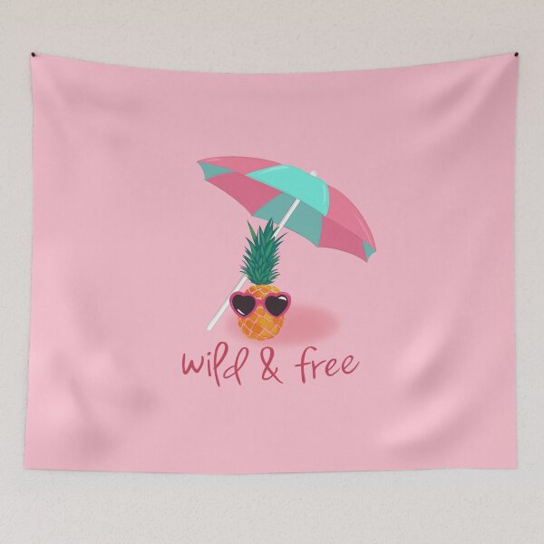 Item preview, Wild and Free pineapple under sun pink and green umbrella with red sheart sunglasses designed and sold by expresivedesign.
