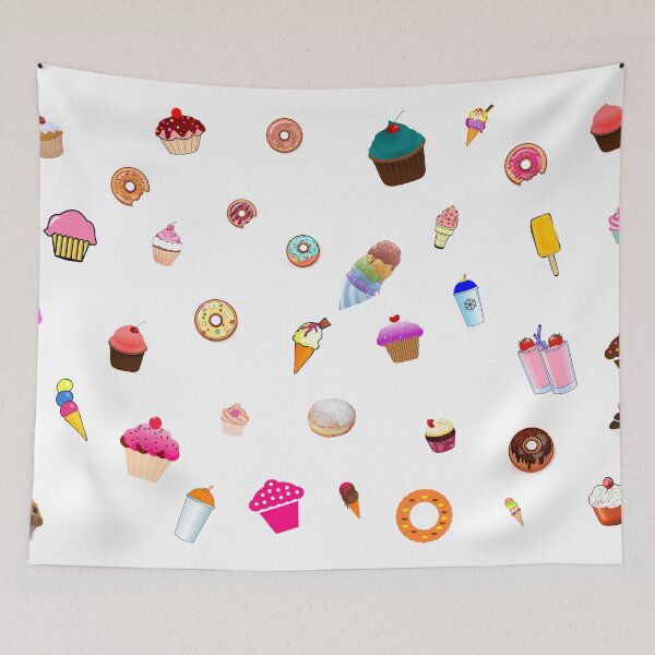 Item preview, Seamless pattern of delicious sweets like ice cream, donuts, cup cakes, Popsicle, slurpy designed and sold by Artsy Boulevard.