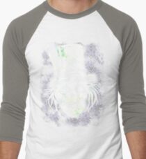 HATBOX GHOST WITH GRUNGY HAUNTED MANSION WALLPAPER Men's Baseball ¾ T-Shirt