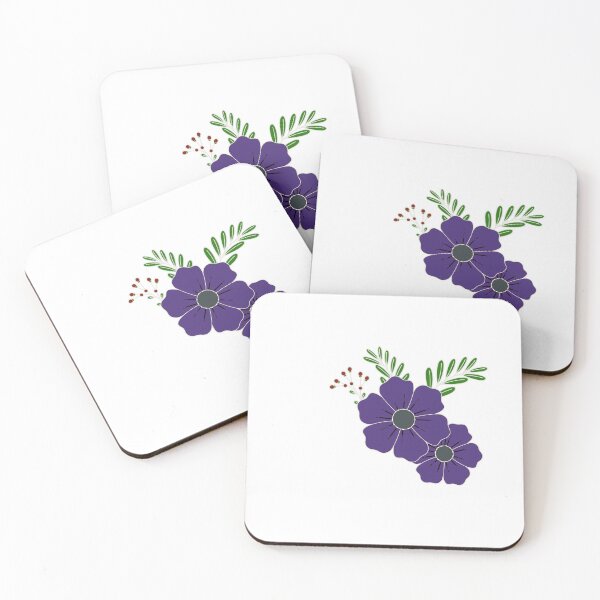 Artikelvorschau, Lila Blumen mit Beeren und Blättern Aufkleber entworfen und verkauft von kittycrafts.