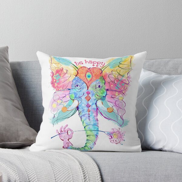 Item preview, Be happy. Colorful elephant and flower designed and sold by fairytaleprints.