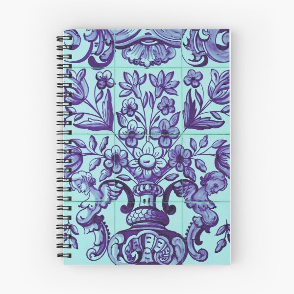 Item preview, victorian tile pattern blue with flowers designed and sold by Birdhead.