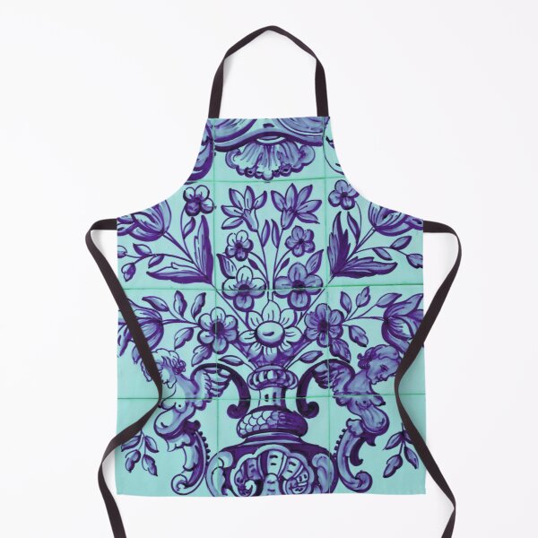 Item preview, victorian tile pattern blue with flowers designed and sold by Birdhead.