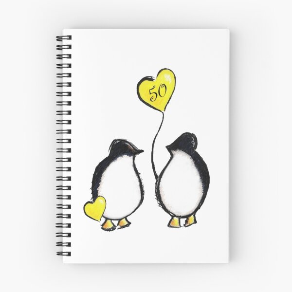 Item preview, 50th Golden Wedding Anniversary yellow balloon penguin designed and sold by thesummerhouse.