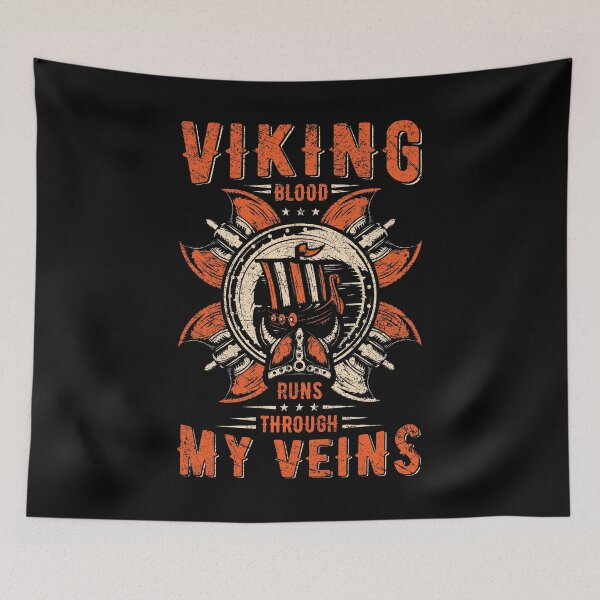 Item preview, Viking Blood Runs Through My Veins Axe Sword Valhalla Viking History Norse Ragnar Lothbrok Nordic designed and sold by shirti.