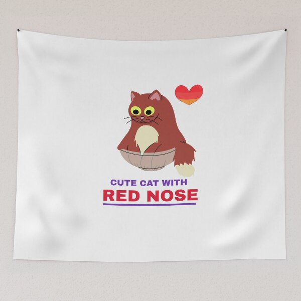 Item preview, Cute Cat With Red Nose designed and sold by Shilpa Gupta.