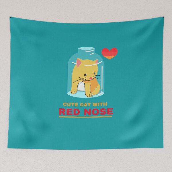 Item preview, Cute Cat With Red Nose designed and sold by Shilpa Gupta.
