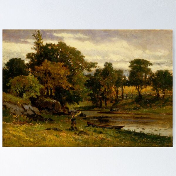 Item preview, Boat Moored Near Stream - Edward Bannister - c1879 designed and sold by CrankyOldDude.