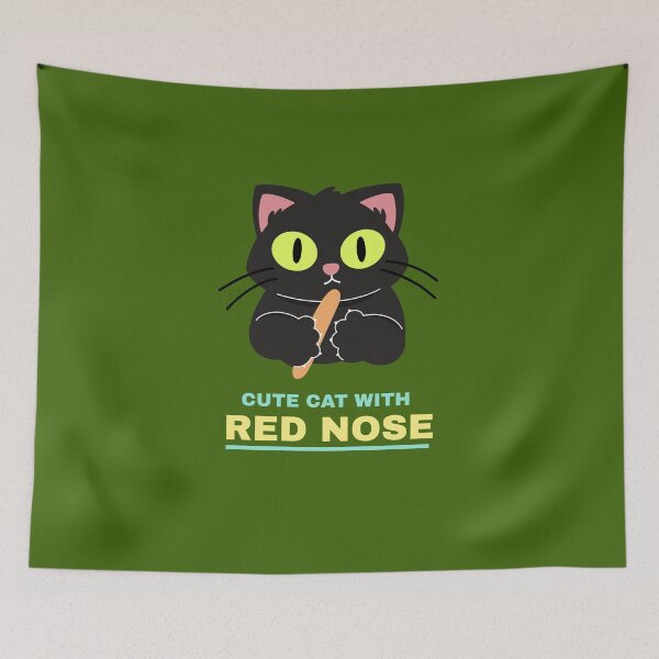 Item preview, Cute Cat With Red Nose designed and sold by Shilpa Gupta.
