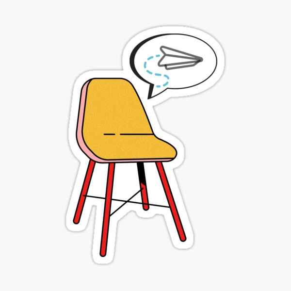 Midcentury Modern Cute Eames Vitra Chair and Paper Airplane Hipster Architecture Interior Design Sticker