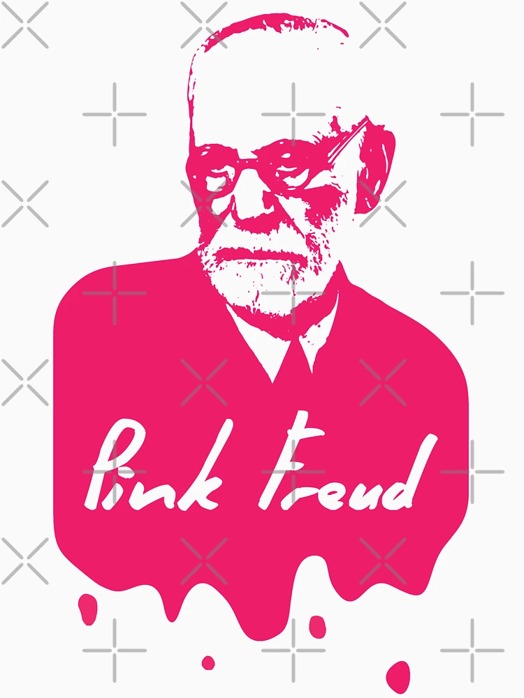 Thumbnail 4 of 4, Fitted V-Neck T-Shirt, Pink Freud [Roufxis-Rb] designed and sold by RoufXis.