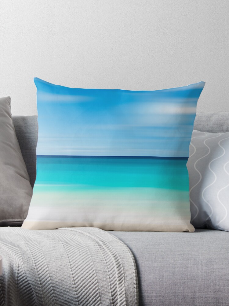 Blue White & Gray Coastal Throw Pillows for Bed Decor, Teal Turquoise Aqua Decorative  Couch Pillows Set, Covers or Outdoor Sofa Cushion 
