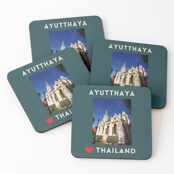 Item preview, Wat Niwet in Ayutthaya Thailand with blue sky and love heart designed and sold by NymphWareroom.