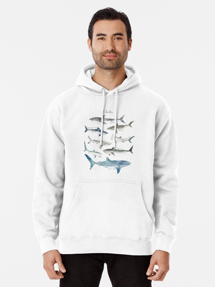 Thumbnail 1 of 5, Pullover Hoodie, Sharks - Landscape Format designed and sold by Amy Hamilton.