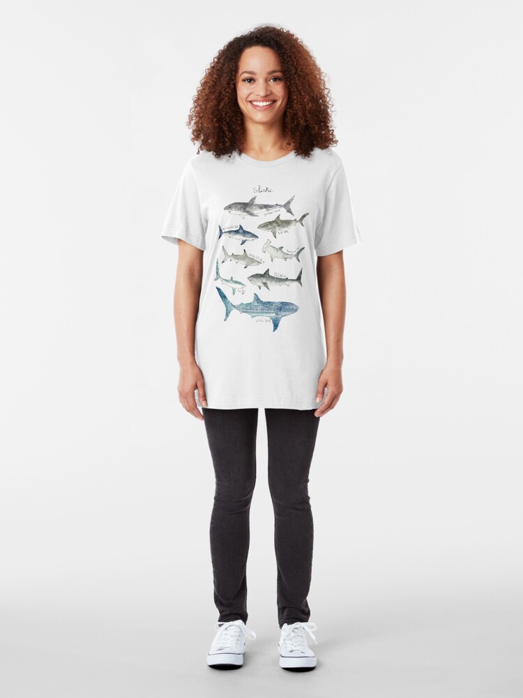 Alternate view of Sharks - Landscape Format Slim Fit T-Shirt