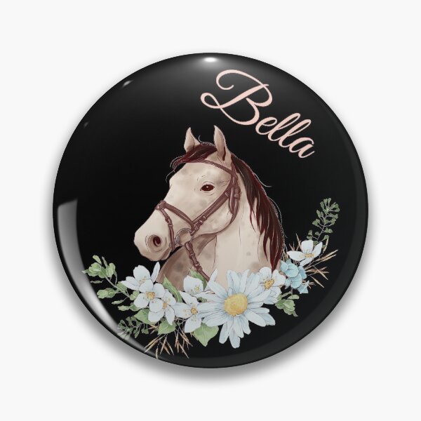 Item preview, Portrait of a White & Grey Horse Bella written in Caligraphy with Flowers Frame designed and sold by Xeuno.