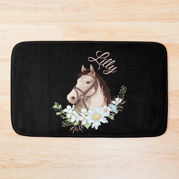 Item preview, Portrait of a White & Grey Horse Lilly written in Caligraphy with Flowers Frame designed and sold by Xeuno.