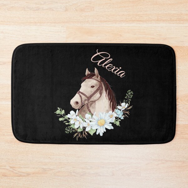 Item preview, Portrait of a White & Grey Horse Alexia written in Caligraphy with Flowers Frame designed and sold by Xeuno.