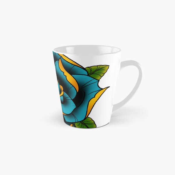 Neotraditional Rose in Blue Tall Mug