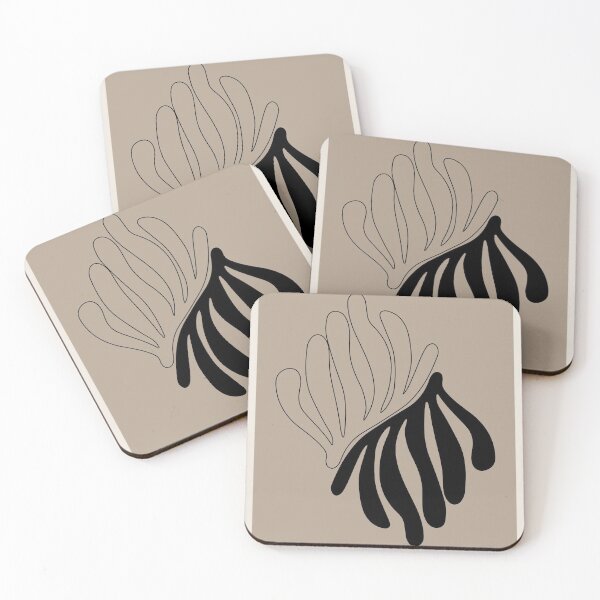 Item preview, Henri Matisse Flower. Paper Decoupes Art small black, beige back, Matisse Cutout's designed and sold by re-make-.