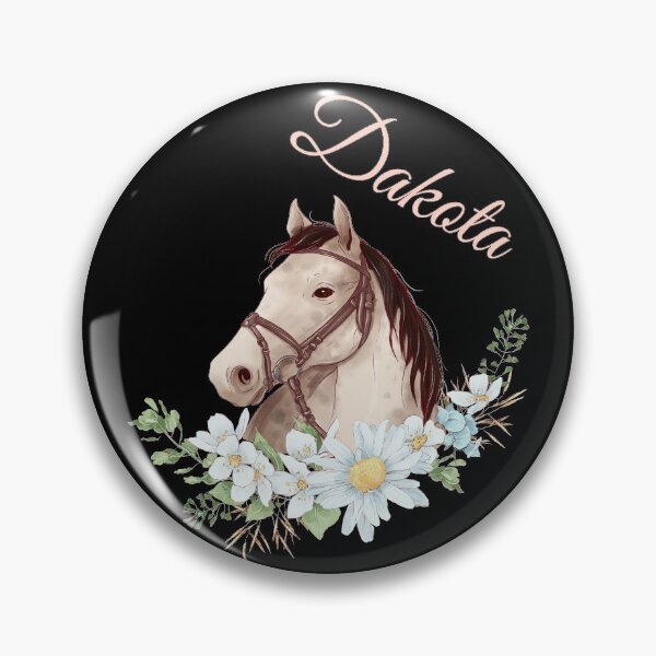 Item preview, Portrait of a White & Grey Horse Dakota written in Caligraphy with Flowers Frame designed and sold by Xeuno.
