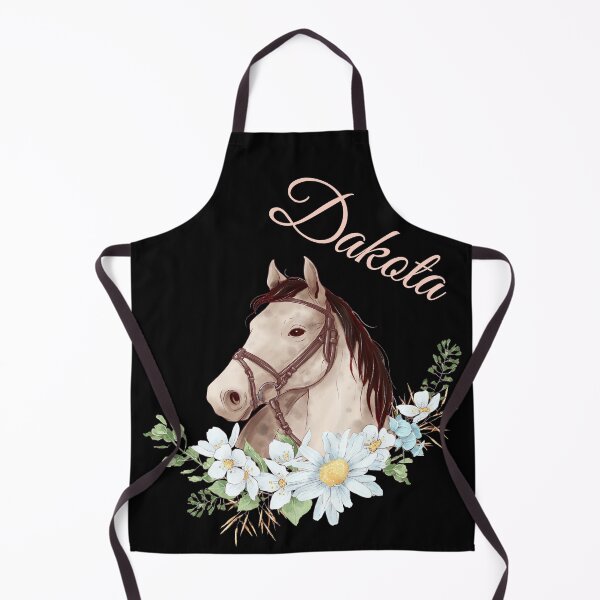Item preview, Portrait of a White & Grey Horse Dakota written in Caligraphy with Flowers Frame designed and sold by Xeuno.