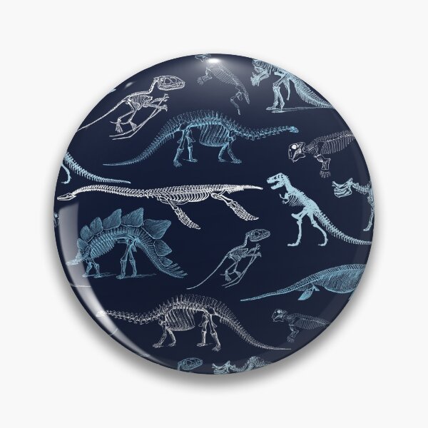 Item preview, Colorful dark blue dinosaur skeleton fossils pattern designed and sold by CynthiaGraphics.