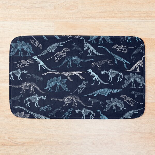 Item preview, Colorful dark blue dinosaur skeleton fossils pattern designed and sold by CynthiaGraphics.