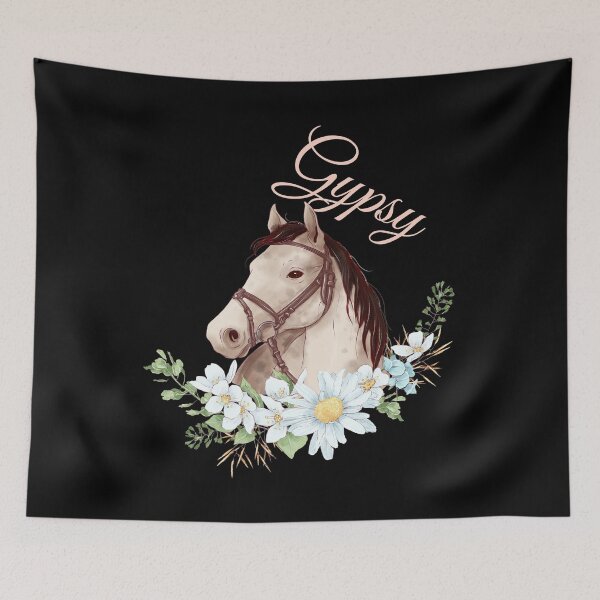 Item preview, Copy of Portrait of a White & Grey Horse Gypsy written in Caligraphy with Flowers Frame designed and sold by Xeuno.