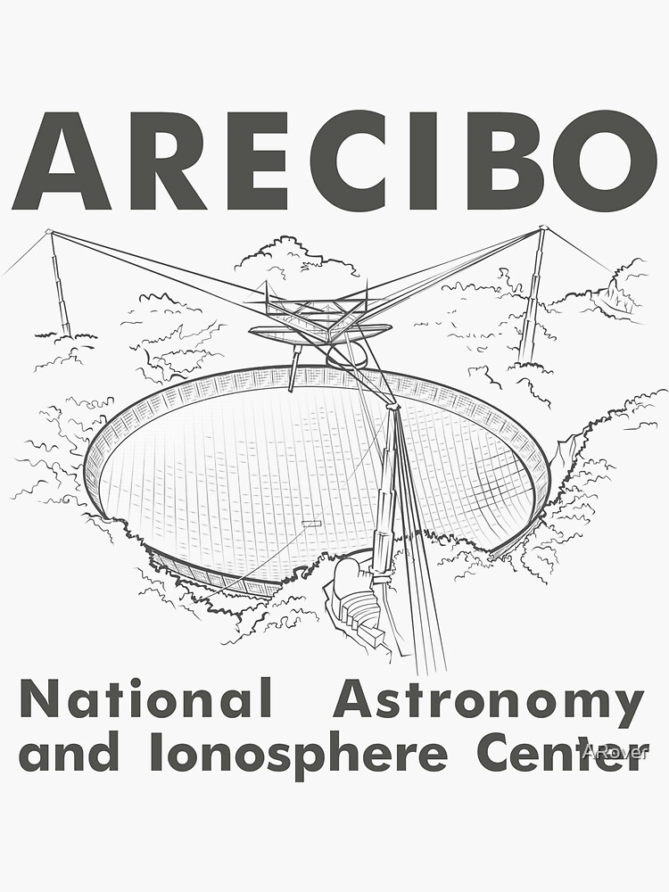 Thumbnail 3 of 3, Sticker, Arecibo Radio telescope (*for light coloured shirts only*) designed and sold by ARover.