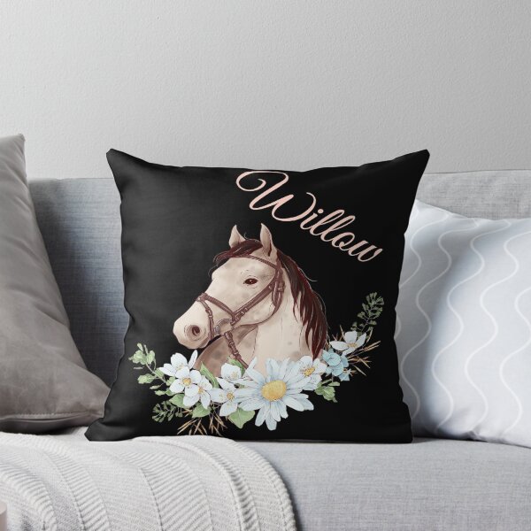 Item preview, Portrait of a White & Grey Horse Willow written in Caligraphy with Flowers Frame designed and sold by Xeuno.
