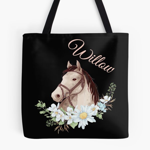 Item preview, Portrait of a White & Grey Horse Willow written in Caligraphy with Flowers Frame designed and sold by Xeuno.