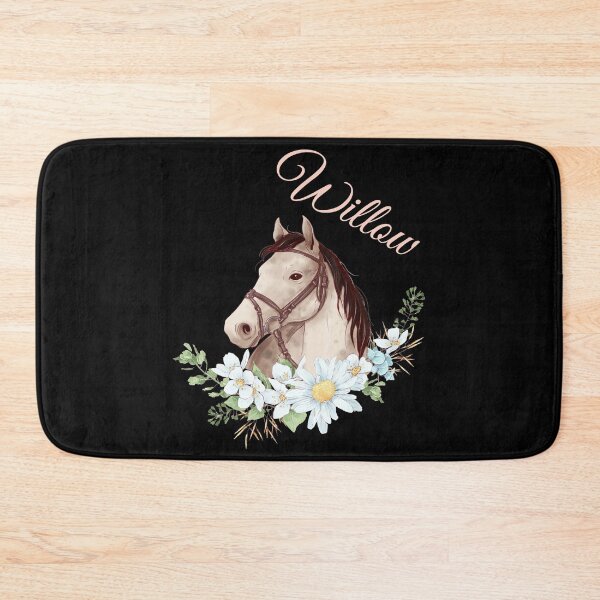 Item preview, Portrait of a White & Grey Horse Willow written in Caligraphy with Flowers Frame designed and sold by Xeuno.