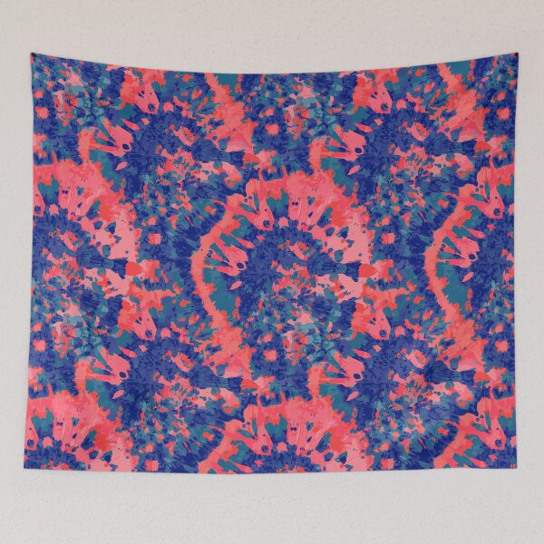 Item preview, Red & Blue colorful tie dye print designed and sold by RSDigitalPrintDesign.