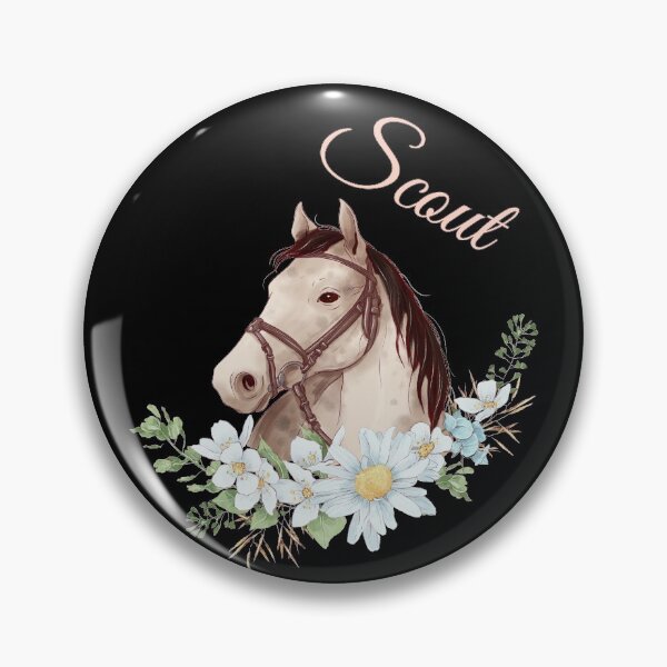 Item preview, Portrait of a White & Grey Horse Scout written in Caligraphy with Flowers Frame designed and sold by Xeuno.
