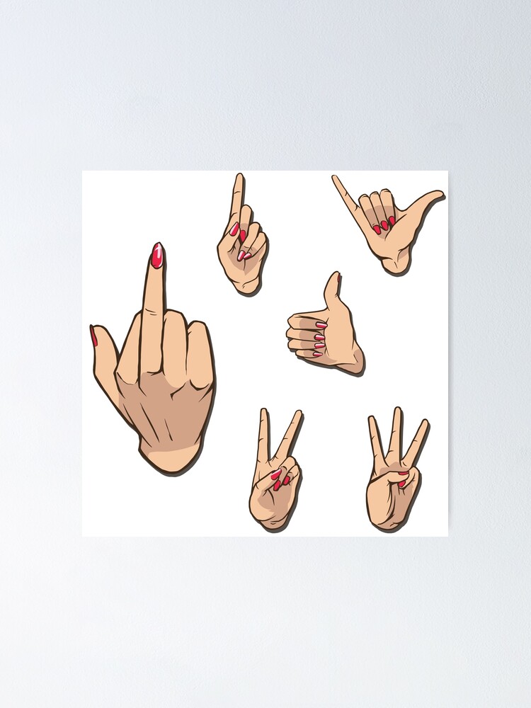 "Girl Power Hand Signs" Poster for Sale by dazldot Redbubble