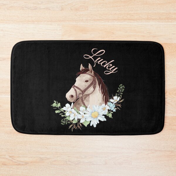 Item preview, Portrait of a White & Grey Horse Lucky written in Caligraphy with Flowers Frame designed and sold by Xeuno.